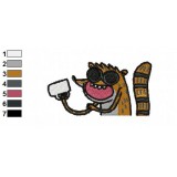 Rigby with Mug Embroidery Design